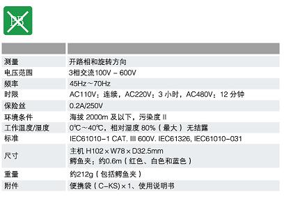 KS1相序表|日本三和Ssanwa相序表   技術參數  